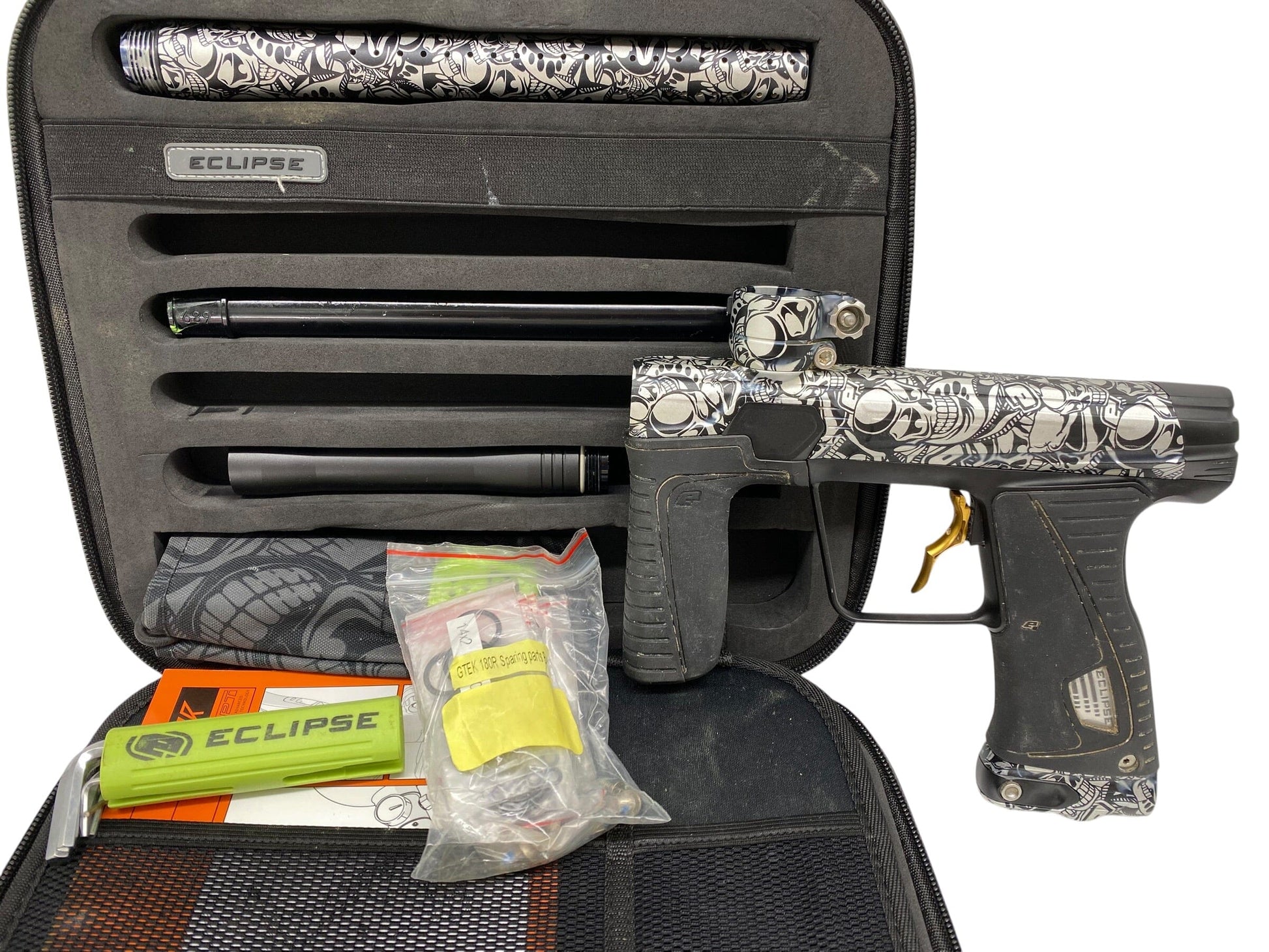Used Planet Eclispe Gtek 180r Paintball Gun White Skulls Paintball Gun from CPXBrosPaintball Buy/Sell/Trade Paintball Markers, New Paintball Guns, Paintball Hoppers, Paintball Masks, and Hormesis Headbands