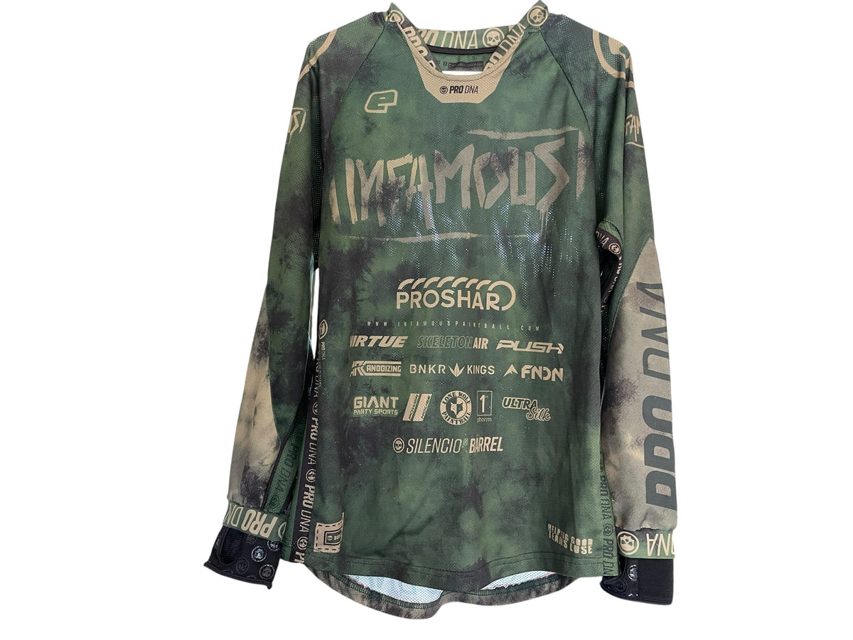Used Pro DNA Infamous Paintball Jersey: Size Small Paintball Gun from CPXBrosPaintball Buy/Sell/Trade Paintball Markers, New Paintball Guns, Paintball Hoppers, Paintball Masks, and Hormesis Headbands