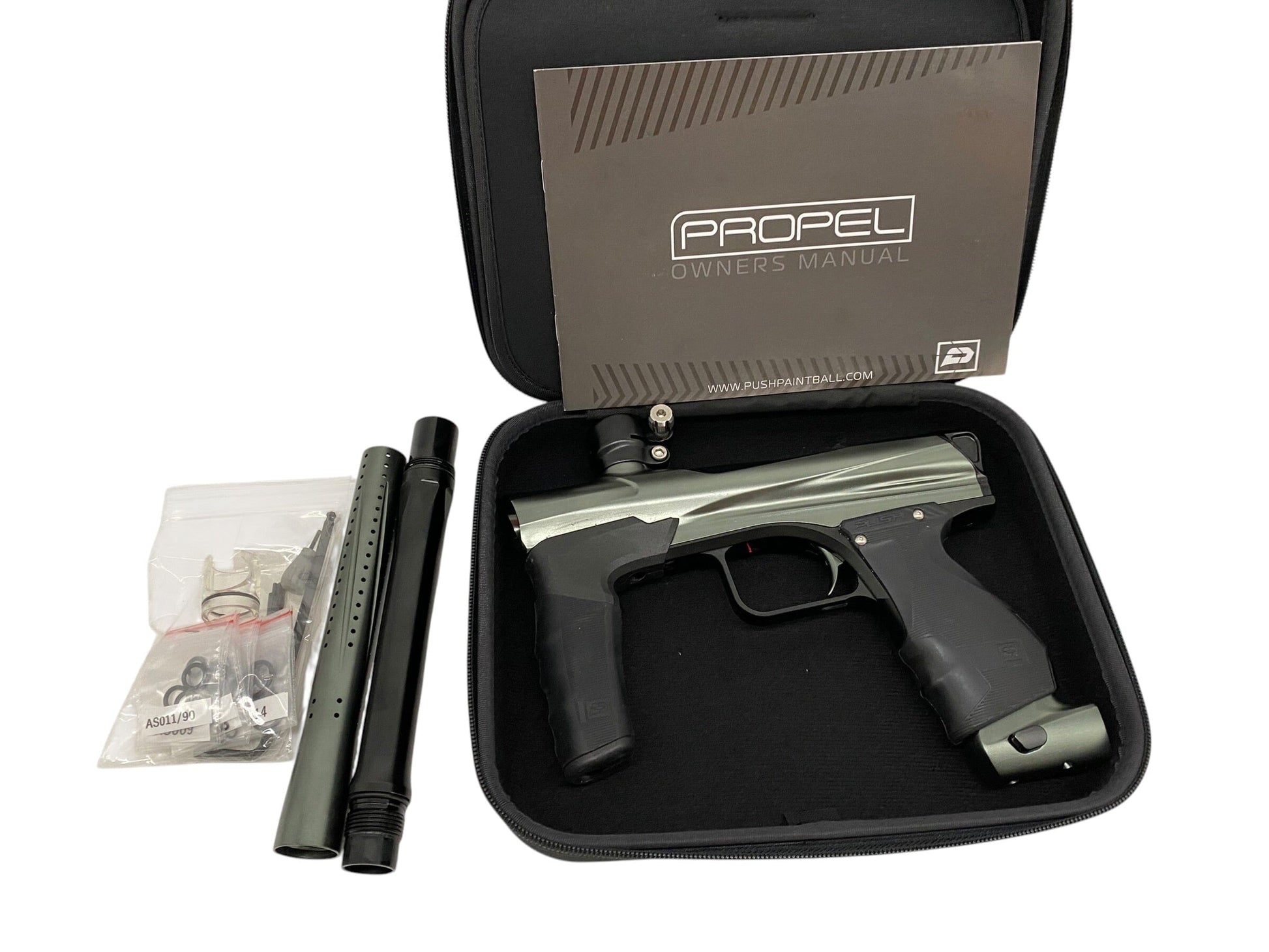 Used Push Propel Mech Grey/Black Paintball Gun Paintball Gun from CPXBrosPaintball Buy/Sell/Trade Paintball Markers, New Paintball Guns, Paintball Hoppers, Paintball Masks, and Hormesis Headbands