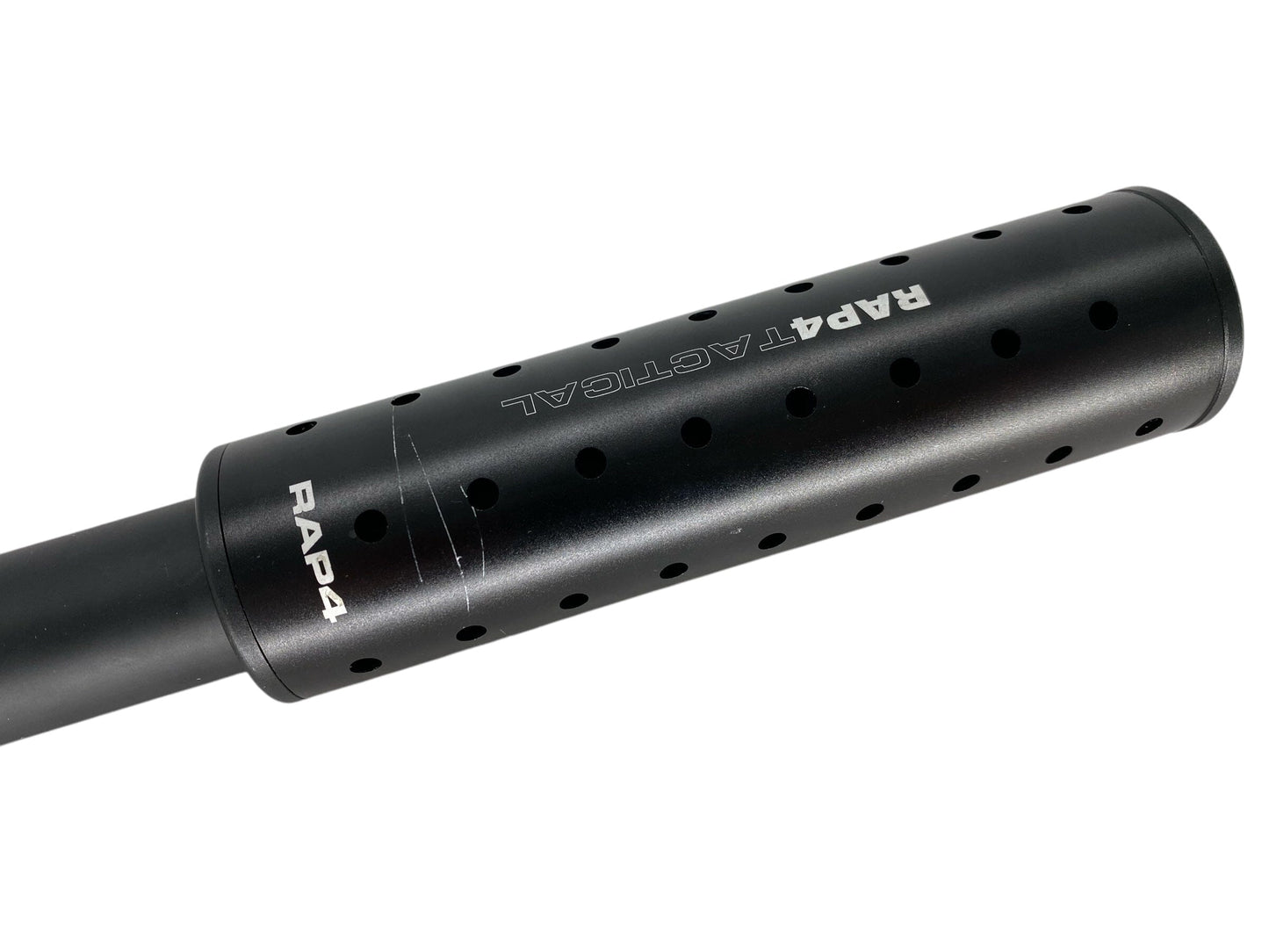 Used Rap 4 Tactical Paintball Gun Barrel Silencer 98 Custom Threaded Paintball Gun from CPXBrosPaintball Buy/Sell/Trade Paintball Markers, New Paintball Guns, Paintball Hoppers, Paintball Masks, and Hormesis Headbands