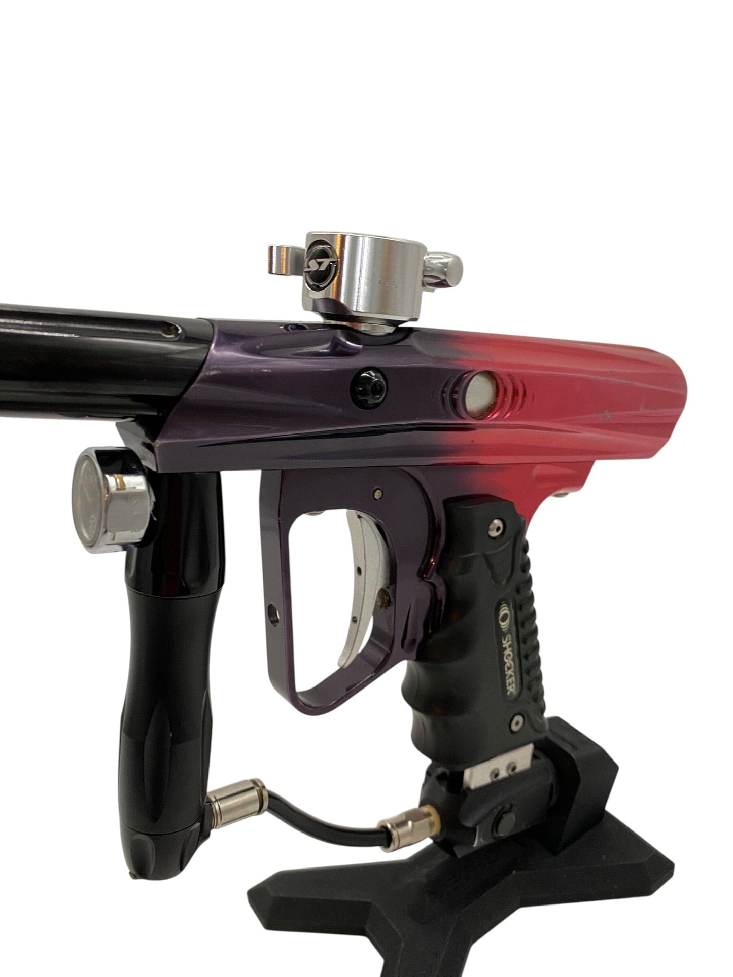 Used Smart Parts Shocker Red to Black Fade Paintball Gun Paintball Gun from CPXBrosPaintball Buy/Sell/Trade Paintball Markers, New Paintball Guns, Paintball Hoppers, Paintball Masks, and Hormesis Headbands