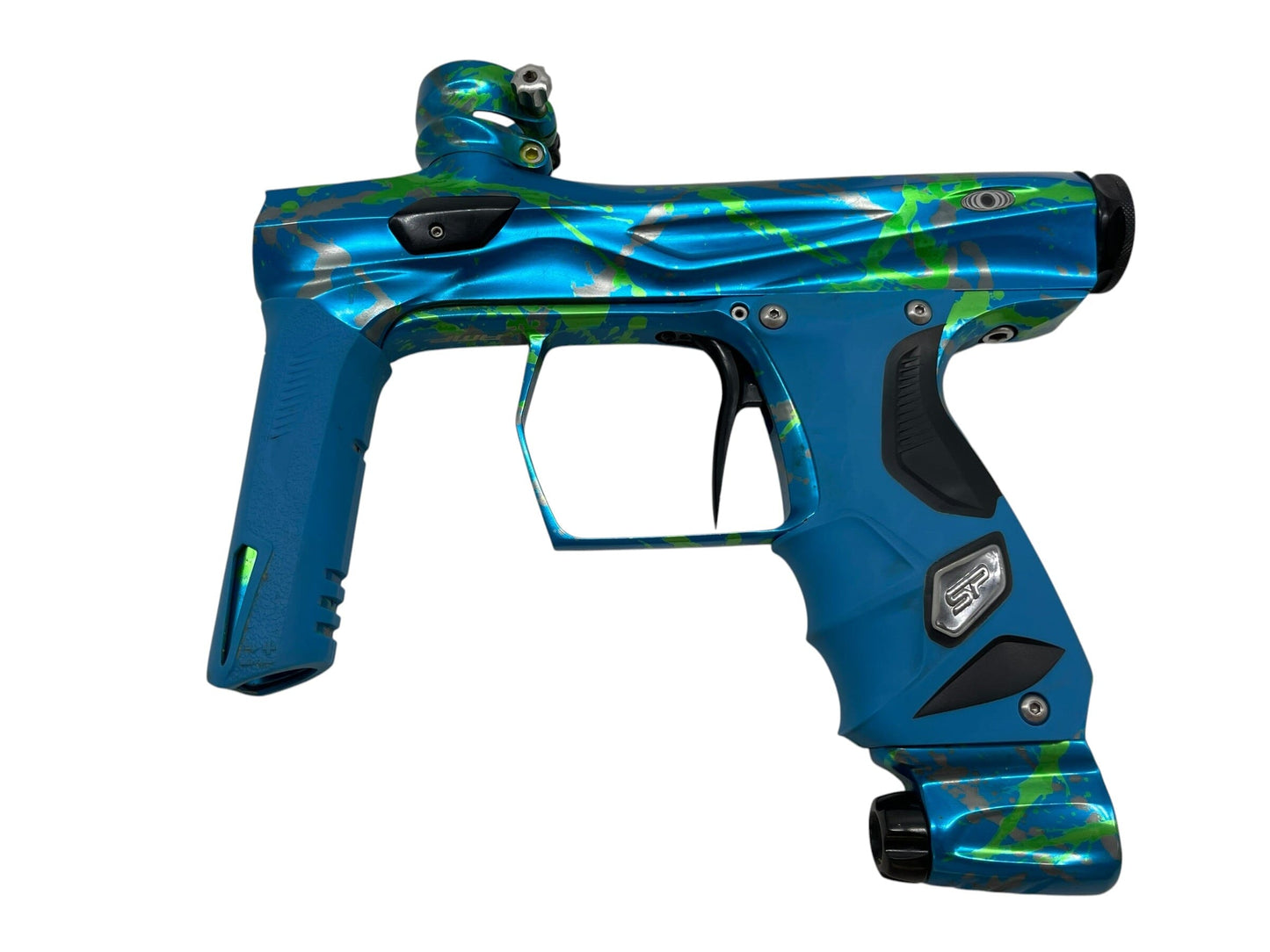 Used Smart Parts SP Shocker Amp Green/Grey Splash Paintball Gun Paintball Gun from CPXBrosPaintball Buy/Sell/Trade Paintball Markers, New Paintball Guns, Paintball Hoppers, Paintball Masks, and Hormesis Headbands