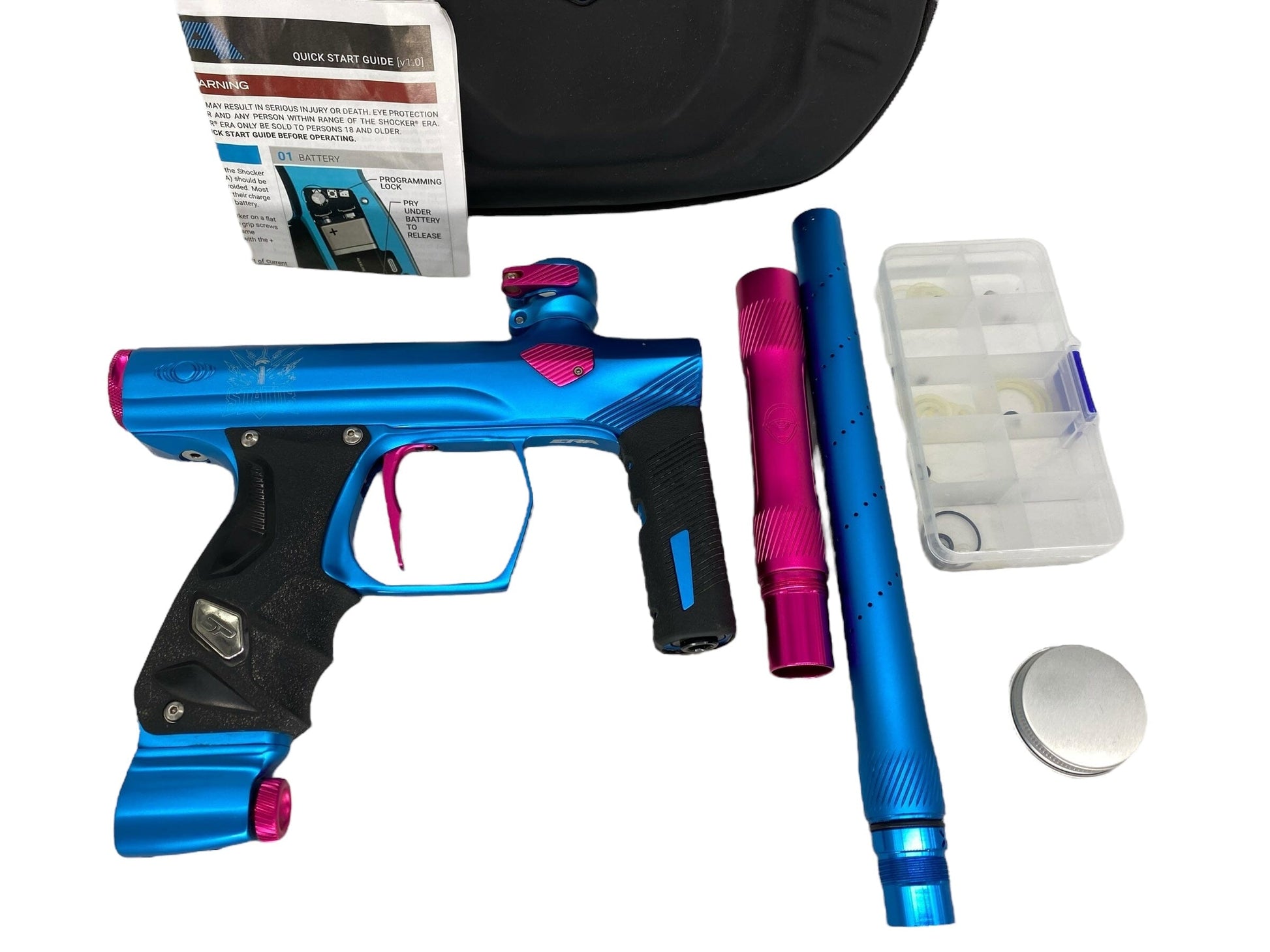 Used Sp Shocker Era Paintball Gun Blue/Pink Paintball Gun from CPXBrosPaintball Buy/Sell/Trade Paintball Markers, New Paintball Guns, Paintball Hoppers, Paintball Masks, and Hormesis Headbands