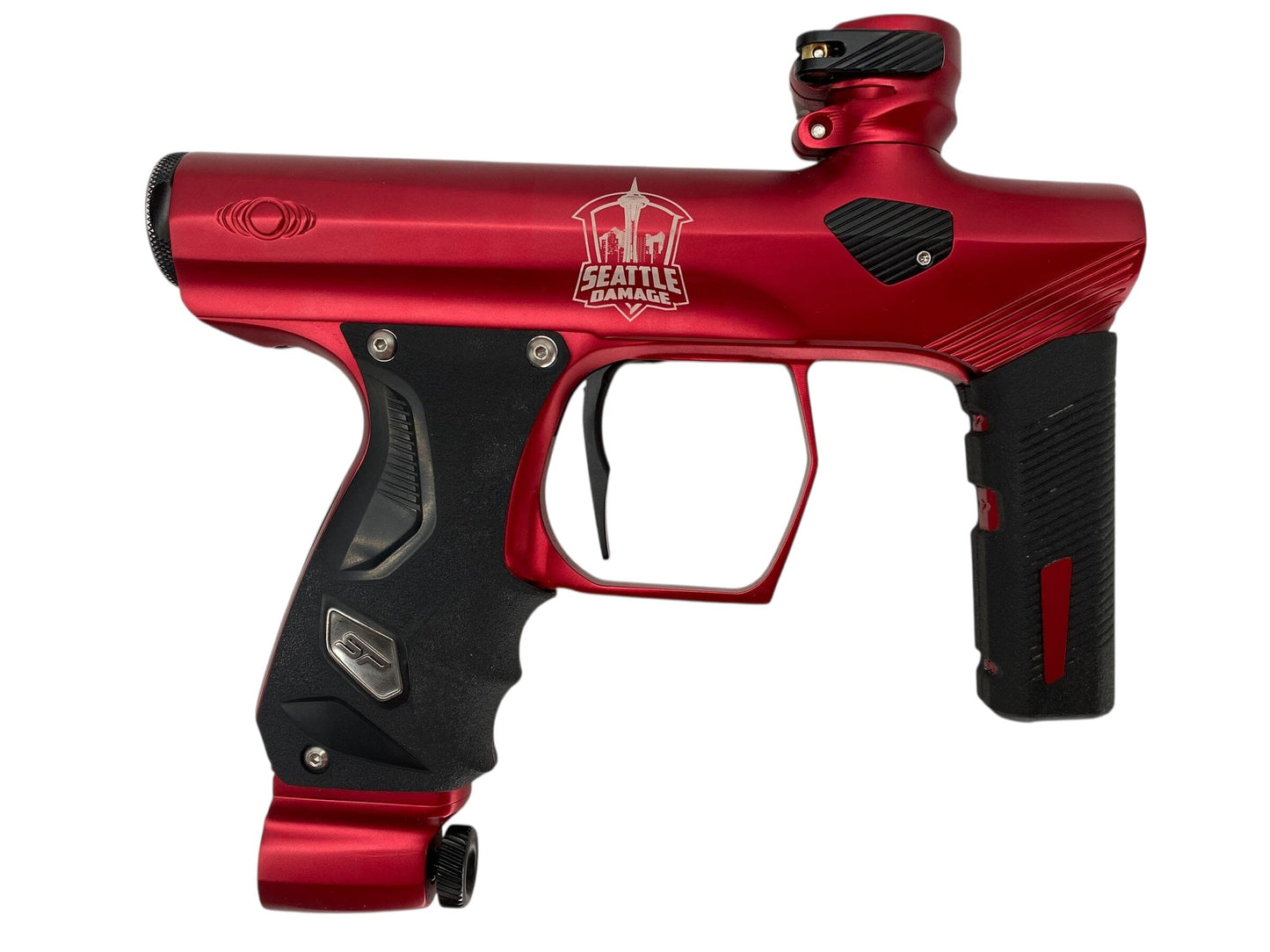Used Sp Shocker Era Seattle Damage Paintball Gun Red Paintball Gun from CPXBrosPaintball Buy/Sell/Trade Paintball Markers, New Paintball Guns, Paintball Hoppers, Paintball Masks, and Hormesis Headbands