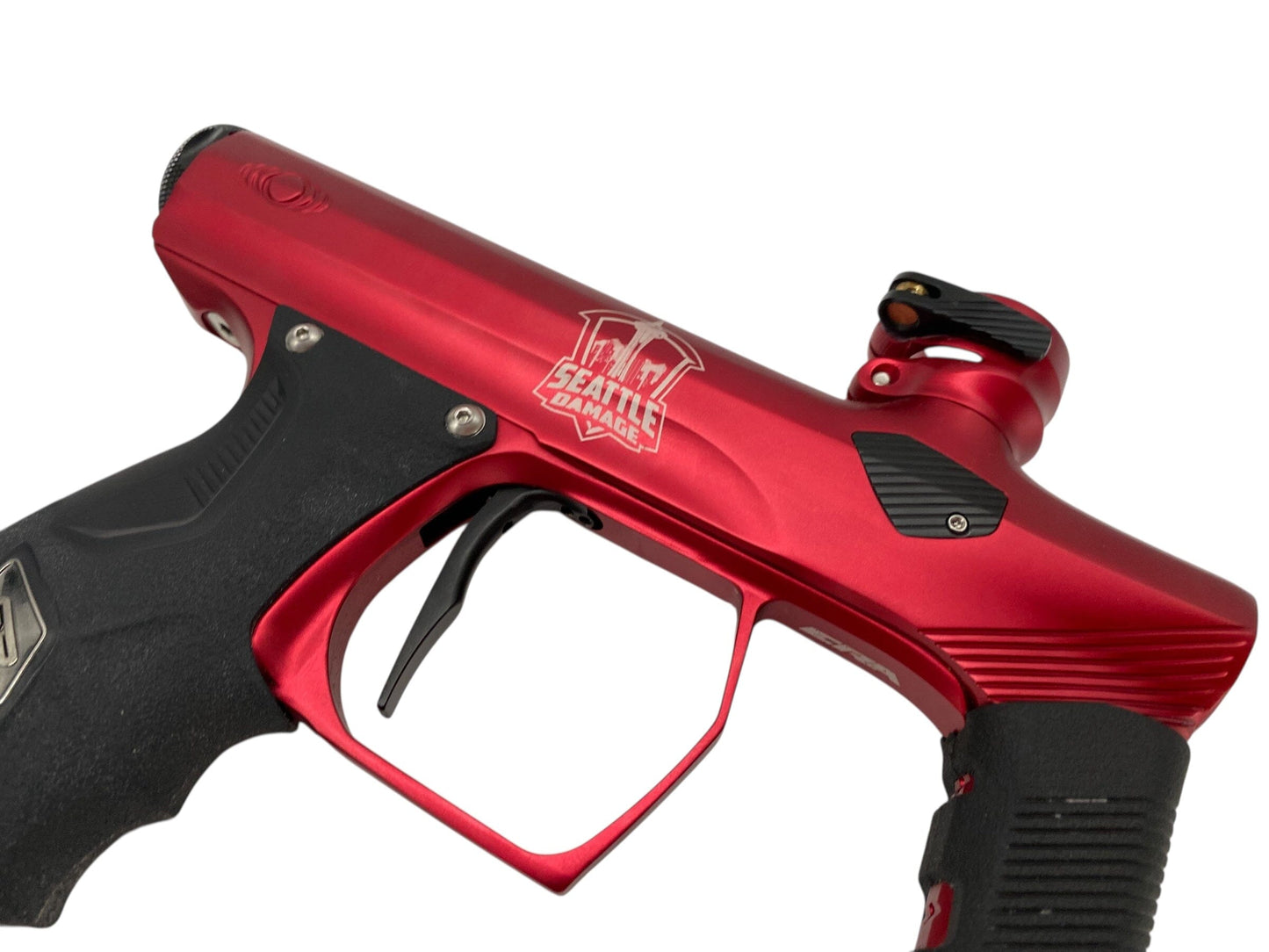 Used Sp Shocker Era Seattle Damage Paintball Gun Red Paintball Gun from CPXBrosPaintball Buy/Sell/Trade Paintball Markers, New Paintball Guns, Paintball Hoppers, Paintball Masks, and Hormesis Headbands
