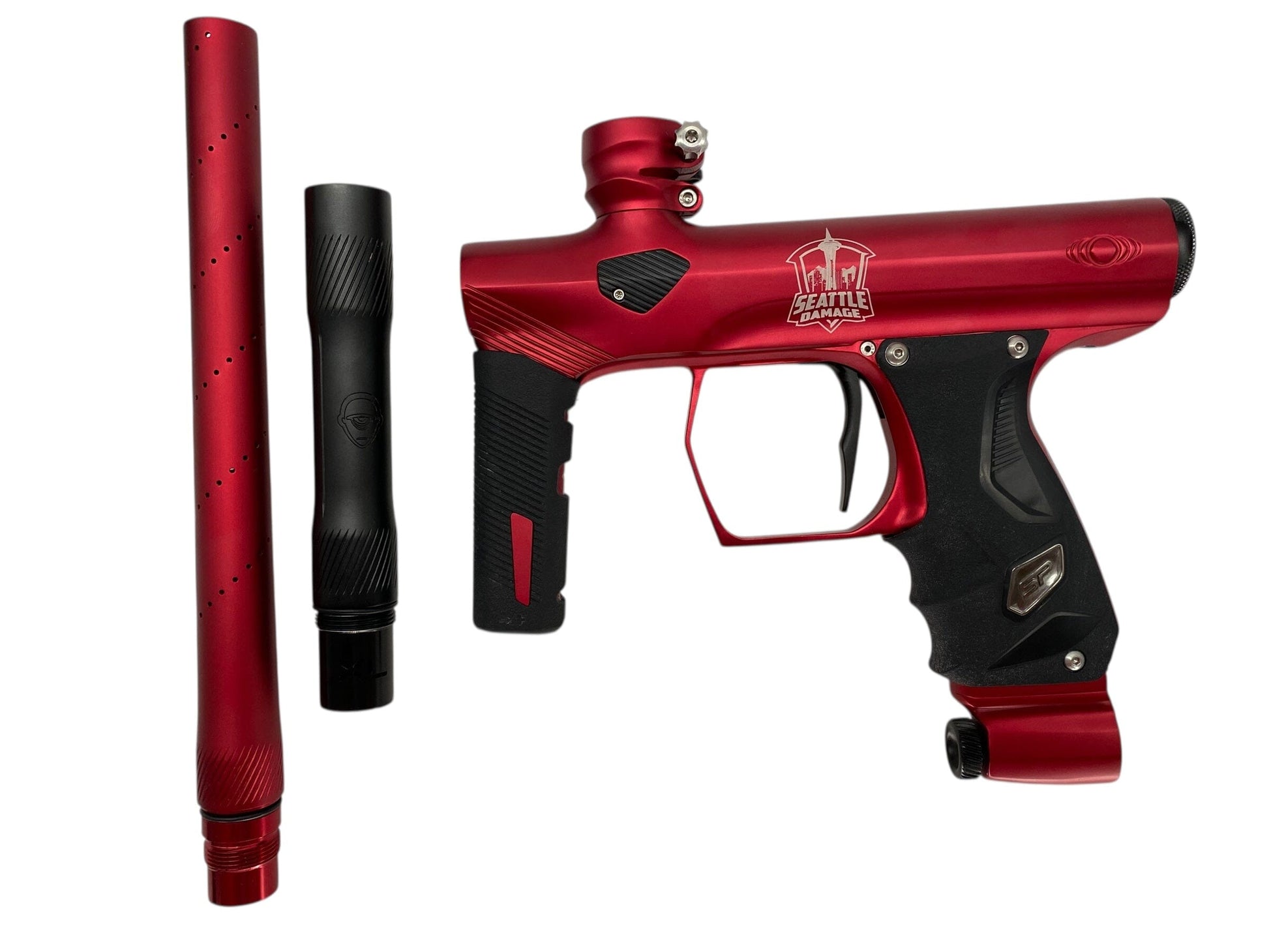 Used Sp Shocker Era Seattle Damage Paintball Gun Red Paintball Gun from CPXBrosPaintball Buy/Sell/Trade Paintball Markers, New Paintball Guns, Paintball Hoppers, Paintball Masks, and Hormesis Headbands