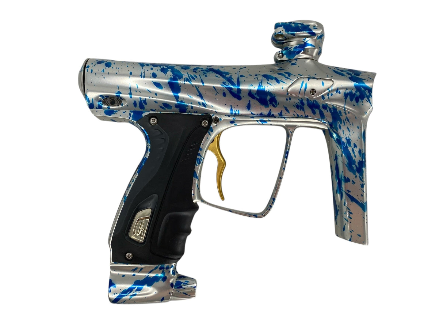 Used Sp Shocker RSX Paintball Gun Silver/Blue Splash Paintball Gun from CPXBrosPaintball Buy/Sell/Trade Paintball Markers, New Paintball Guns, Paintball Hoppers, Paintball Masks, and Hormesis Headbands