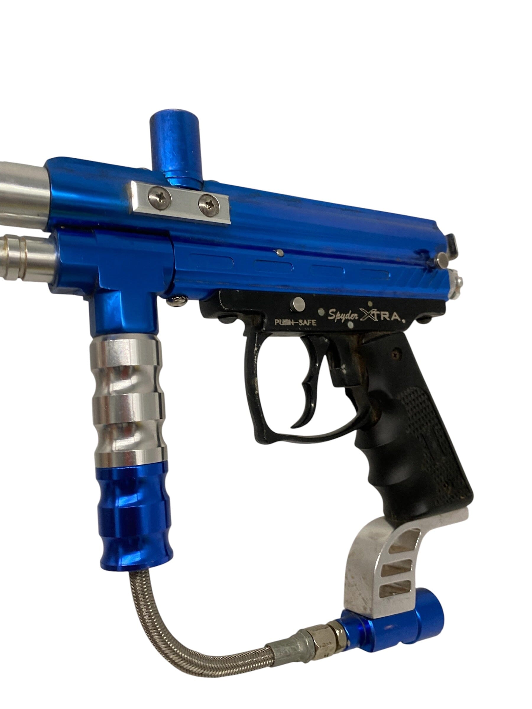 Used Spyder Extra Blue/Silver Paintball Gun Paintball Gun from CPXBrosPaintball Buy/Sell/Trade Paintball Markers, New Paintball Guns, Paintball Hoppers, Paintball Masks, and Hormesis Headbands