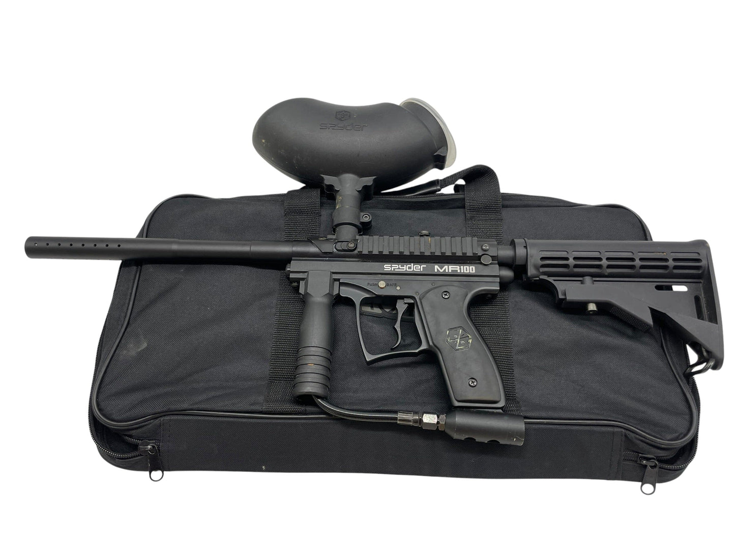 Used Spyder MR100 W/ Hopper & Case Paintball Gun Paintball Gun from CPXBrosPaintball Buy/Sell/Trade Paintball Markers, New Paintball Guns, Paintball Hoppers, Paintball Masks, and Hormesis Headbands