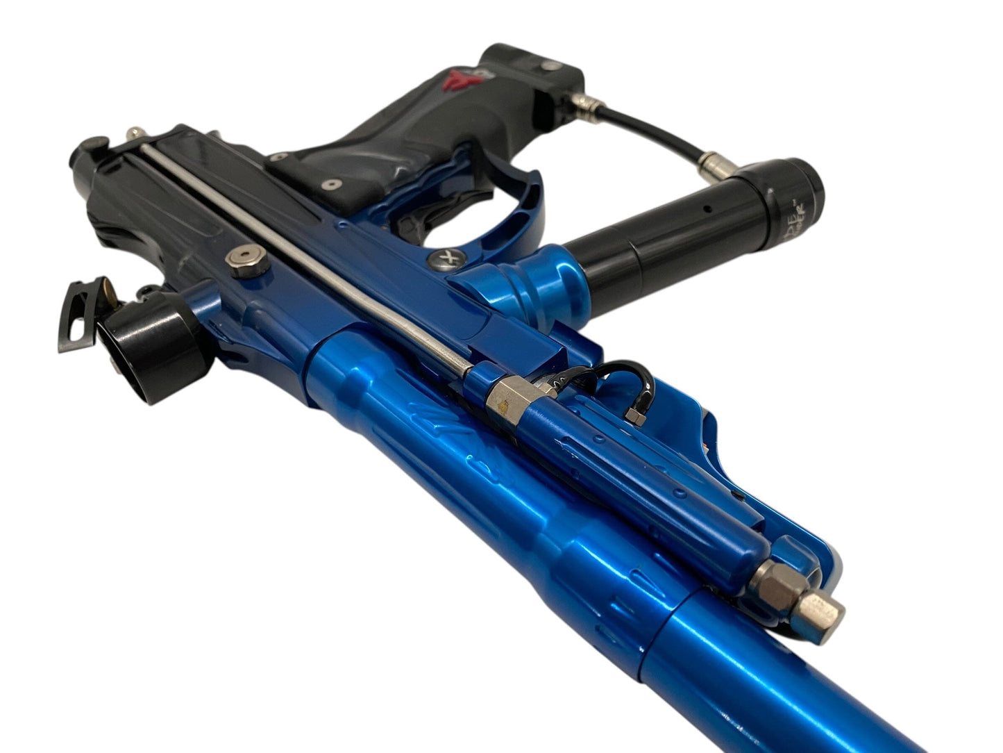 Used System X Autococker E Blade Paintball Gun Blue/Black Fade Paintball Gun from CPXBrosPaintball Buy/Sell/Trade Paintball Markers, New Paintball Guns, Paintball Hoppers, Paintball Masks, and Hormesis Headbands