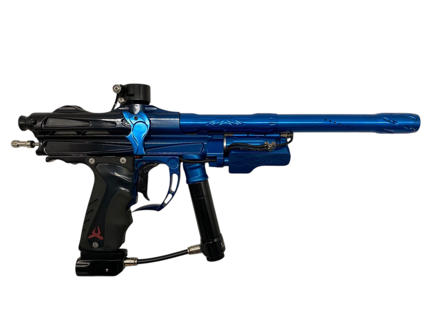 Used System X Autococker E Blade Paintball Gun Blue/Black Fade Paintball Gun from CPXBrosPaintball Buy/Sell/Trade Paintball Markers, New Paintball Guns, Paintball Hoppers, Paintball Masks, and Hormesis Headbands