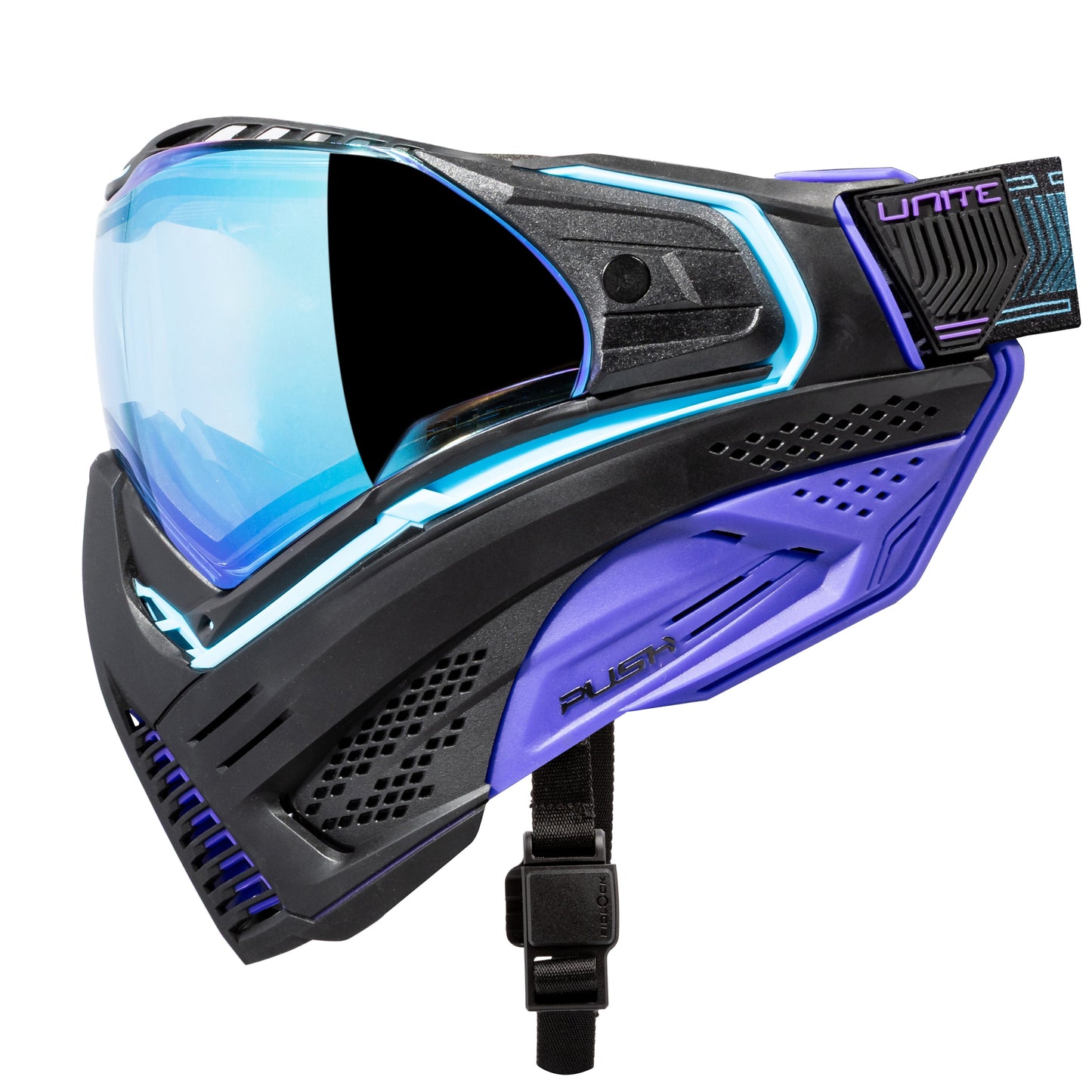 Used Unite Goggle Mk II - Nebula (Black/Turq/Purple) - Blue Lens Paintball Gun from HK Army Clothing Buy/Sell/Trade Paintball Markers, New Paintball Guns, Paintball Hoppers, Paintball Masks, and Hormesis Headbands