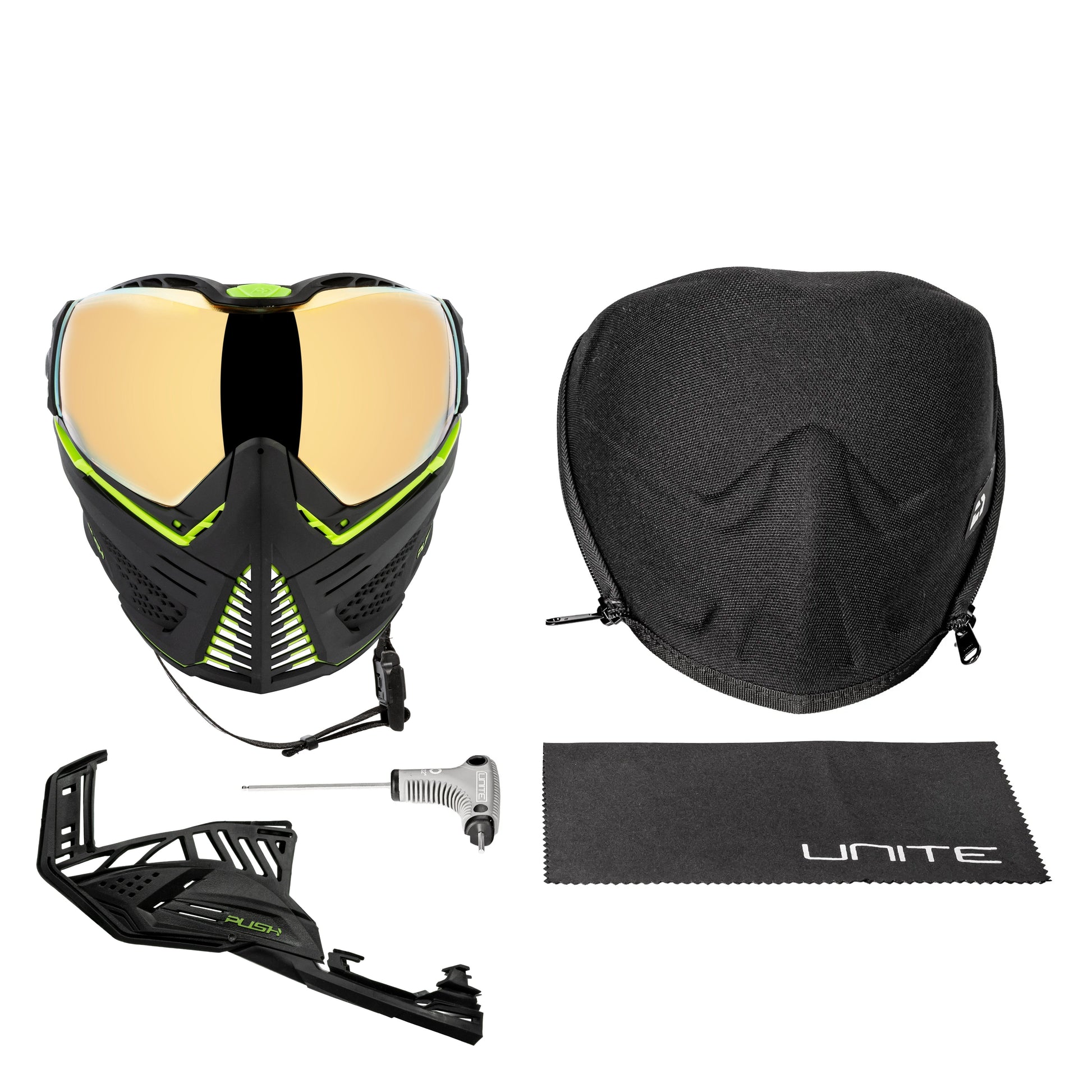 Used Unite Goggle Mk II - Reactor (Black/Green) - Gold Lens Paintball Gun from HK Army Clothing Buy/Sell/Trade Paintball Markers, New Paintball Guns, Paintball Hoppers, Paintball Masks, and Hormesis Headbands