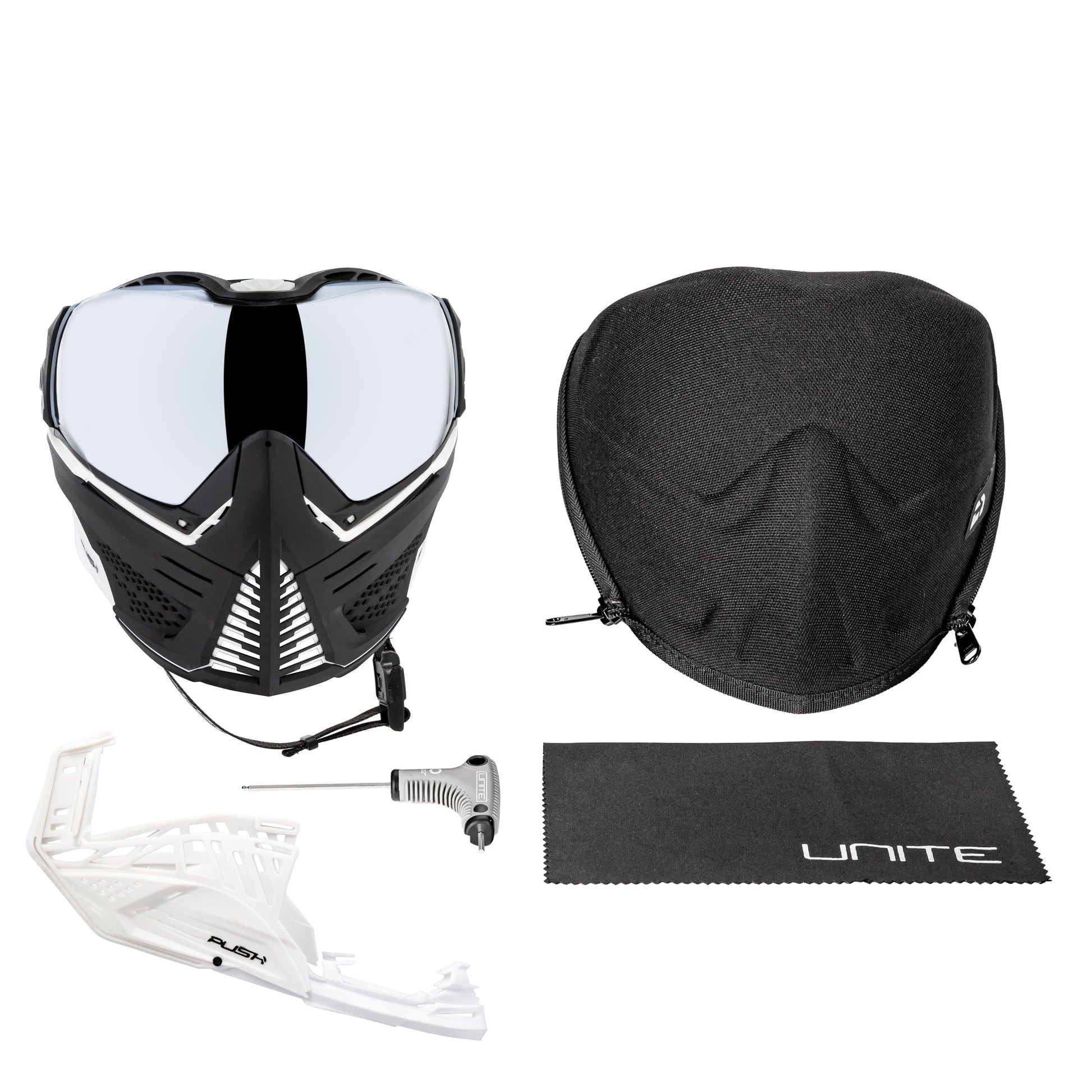 Used Unite Goggle Mk II - Seeker (Black/White) - Silver Lens Paintball Gun from HK Army Clothing Buy/Sell/Trade Paintball Markers, New Paintball Guns, Paintball Hoppers, Paintball Masks, and Hormesis Headbands