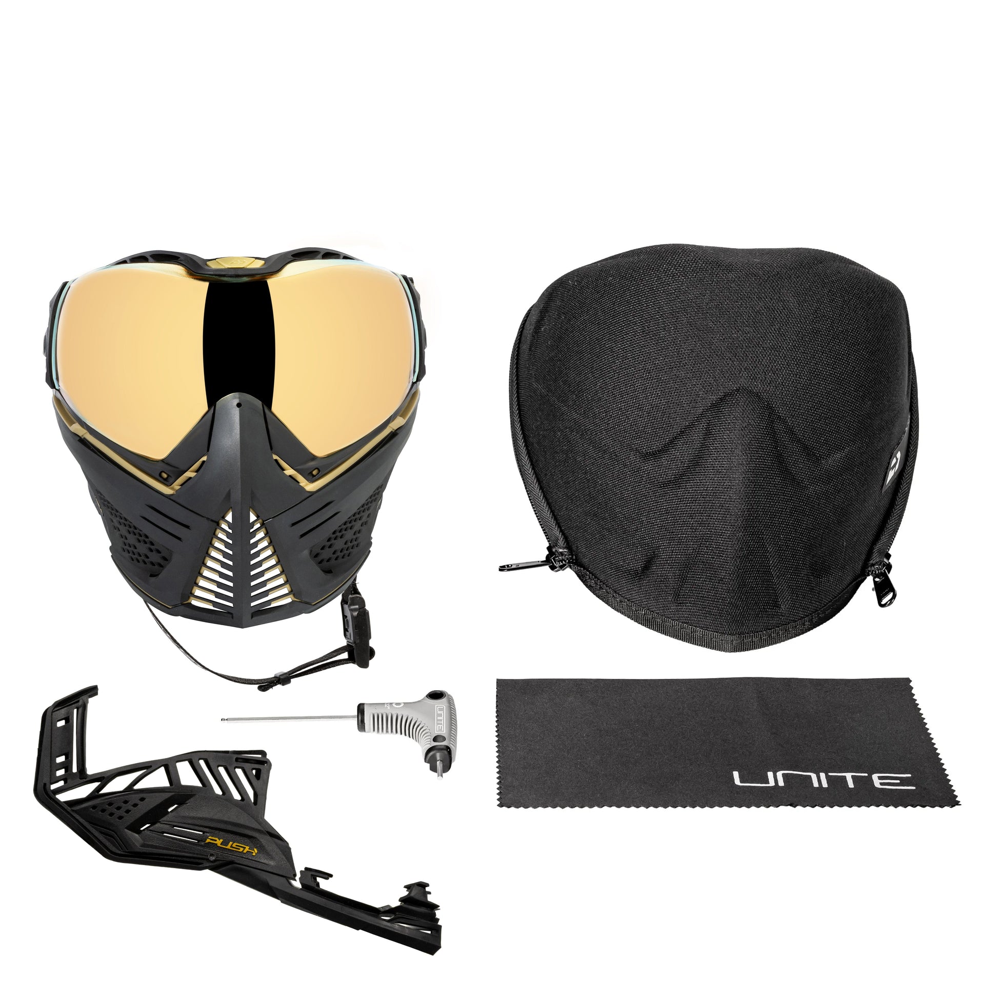 Used Unite Goggle Mk II - Sentinel (Black/Gold) - Gold Lens Paintball Gun from HK Army Clothing Buy/Sell/Trade Paintball Markers, New Paintball Guns, Paintball Hoppers, Paintball Masks, and Hormesis Headbands