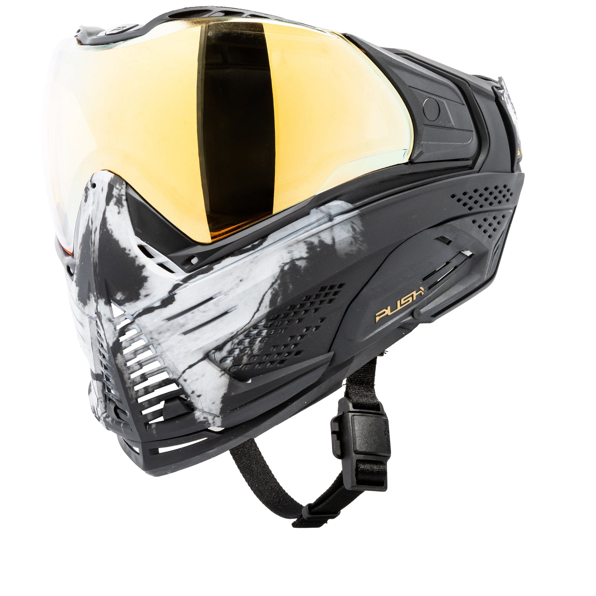 Used Unite Goggle Mk II - Warlord Enforcer (Black/White Skull) - Gold Lens Paintball Gun from HK Army Clothing Buy/Sell/Trade Paintball Markers, New Paintball Guns, Paintball Hoppers, Paintball Masks, and Hormesis Headbands