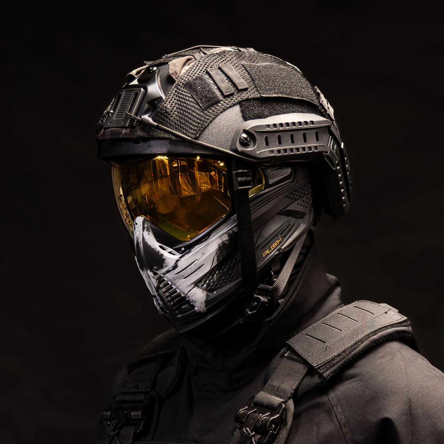 Used Unite Goggle Mk II - Warlord Enforcer (Black/White Skull) - Gold Lens Paintball Gun from HK Army Clothing Buy/Sell/Trade Paintball Markers, New Paintball Guns, Paintball Hoppers, Paintball Masks, and Hormesis Headbands
