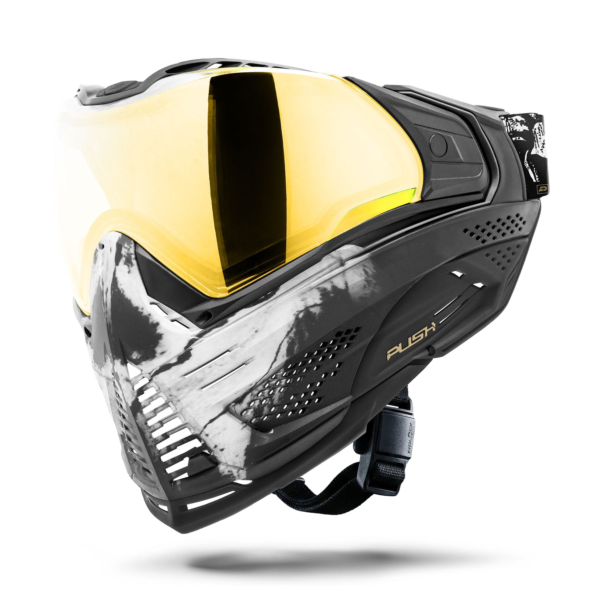 Used Unite Goggle Mk II - Warlord Enforcer (Black/White Skull) - Gold Lens Paintball Gun from HK Army Clothing Buy/Sell/Trade Paintball Markers, New Paintball Guns, Paintball Hoppers, Paintball Masks, and Hormesis Headbands