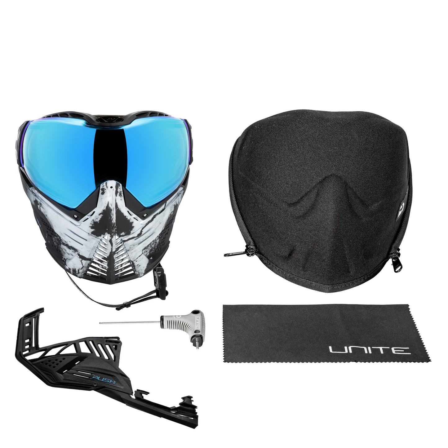 Used Unite Goggle Mk II - Warlord Soul (Black/White Skull) - Blue Lens Paintball Gun from HK Army Clothing Buy/Sell/Trade Paintball Markers, New Paintball Guns, Paintball Hoppers, Paintball Masks, and Hormesis Headbands