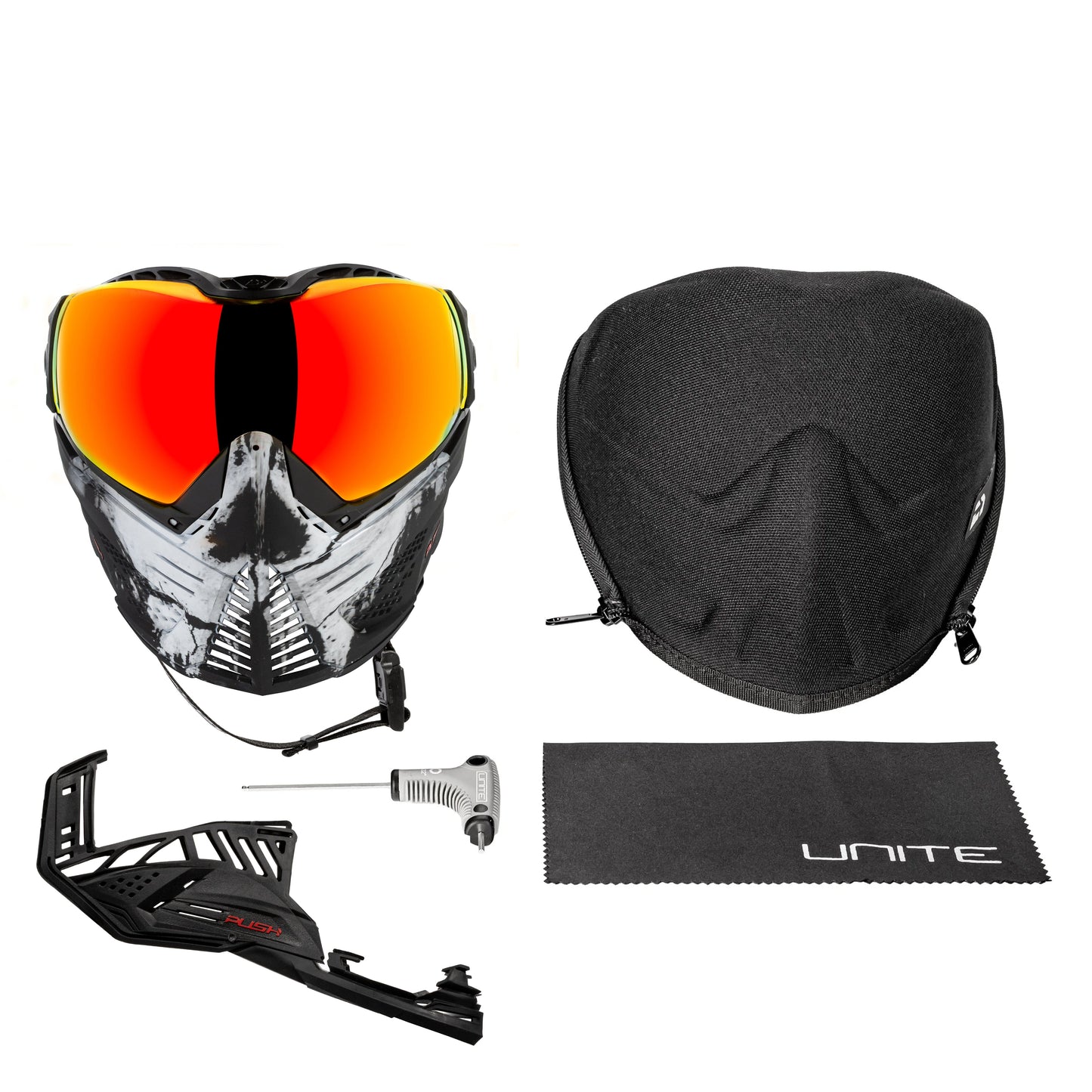 Used Unite Goggle Mk II - Warlord Viper (Black/White Skull) - Red Lens Paintball Gun from HK Army Clothing Buy/Sell/Trade Paintball Markers, New Paintball Guns, Paintball Hoppers, Paintball Masks, and Hormesis Headbands