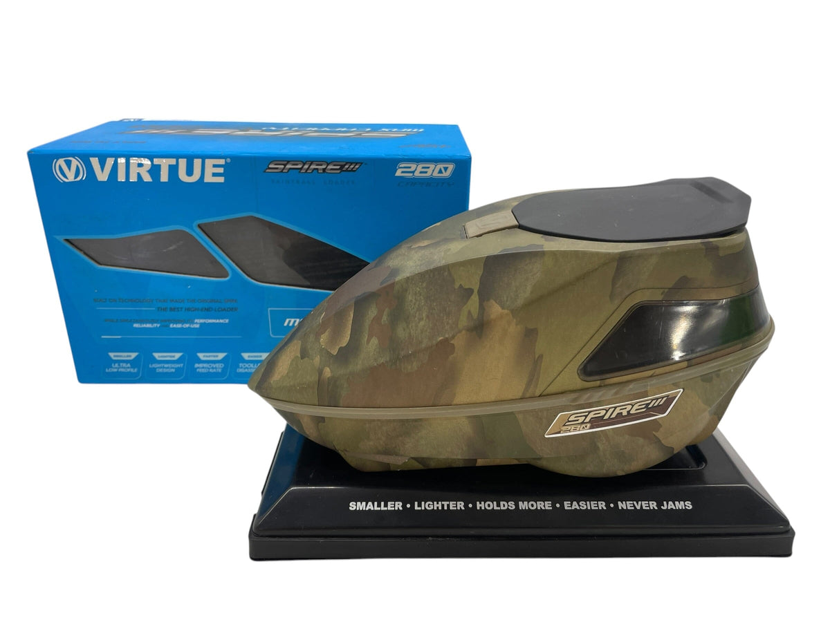 Used Virtue Spire 3 Paintball Hopper Loader Camo Big shell Paintball Gun from CPXBrosPaintball Buy/Sell/Trade Paintball Markers, New Paintball Guns, Paintball Hoppers, Paintball Masks, and Hormesis Headbands
