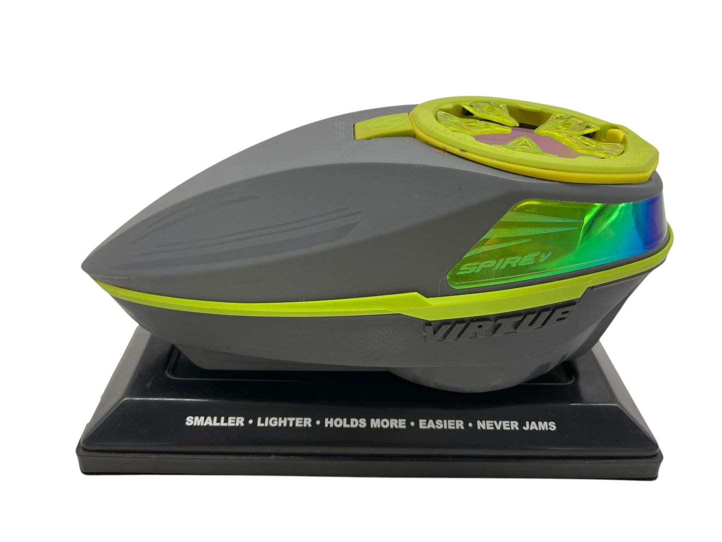 Used Virtue Spire 5 Grey/Neon Green Paintball Hopper Loader Paintball Gun from CPXBrosPaintball Buy/Sell/Trade Paintball Markers, New Paintball Guns, Paintball Hoppers, Paintball Masks, and Hormesis Headbands