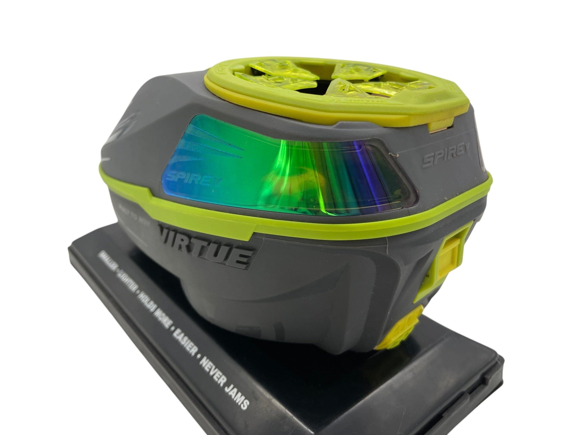 Used Virtue Spire 5 Grey/Neon Green Paintball Hopper Loader Paintball Gun from CPXBrosPaintball Buy/Sell/Trade Paintball Markers, New Paintball Guns, Paintball Hoppers, Paintball Masks, and Hormesis Headbands