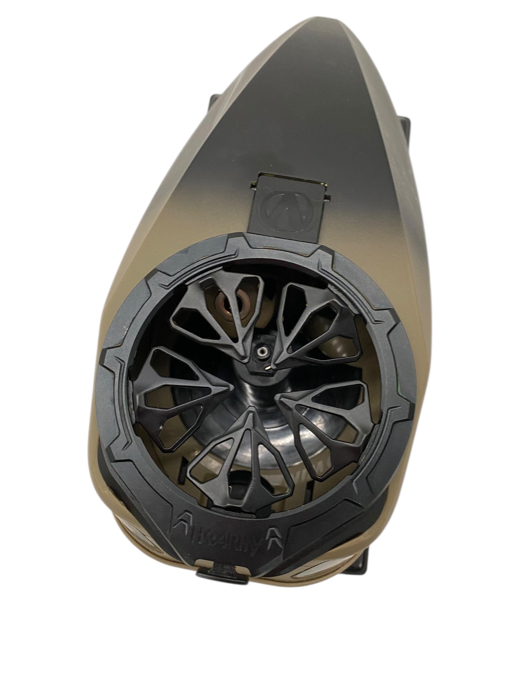 Used Virtue Spire 5 Paintball Hopper Loader Black/Tan Fade With Hk EVO Speed Feed Paintball Gun from CPXBrosPaintball Buy/Sell/Trade Paintball Markers, New Paintball Guns, Paintball Hoppers, Paintball Masks, and Hormesis Headbands